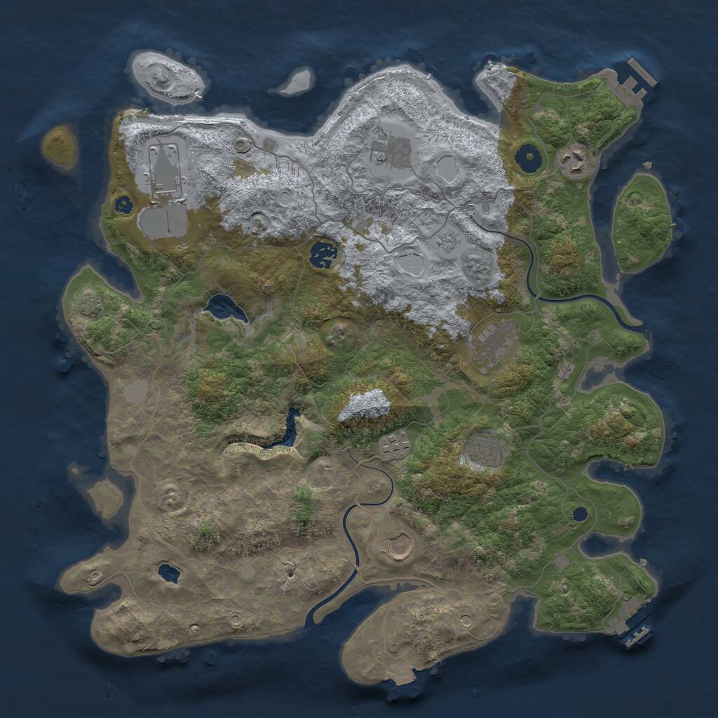 Rust Map: Procedural Map, Size: 4000, Seed: 64323, 14 Monuments