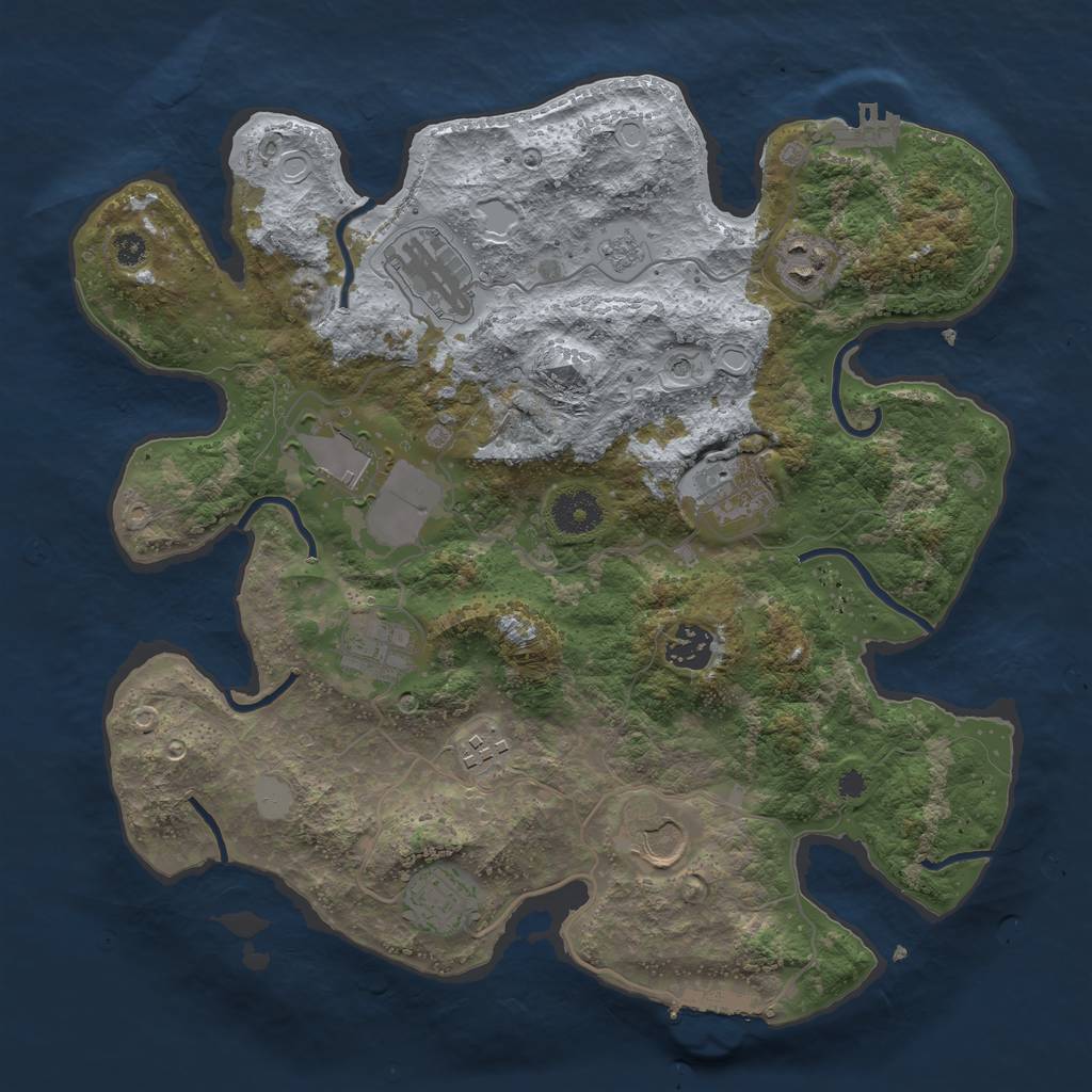 Rust Map: Procedural Map, Size: 3500, Seed: 1284738, 18 Monuments