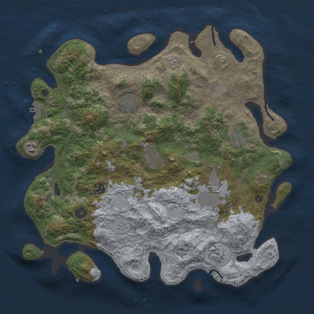 Rust Map: Procedural Map, Size: 4000, Seed: 13784, 16 Monuments