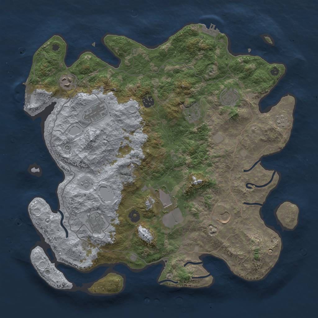 Rust Map: Procedural Map, Size: 4000, Seed: 728871353, 18 Monuments