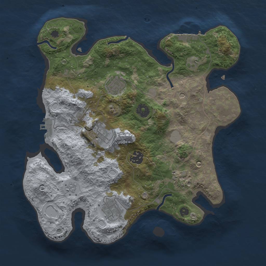 Rust Map: Procedural Map, Size: 3000, Seed: 79217, 14 Monuments