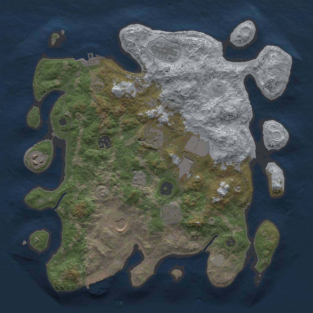 Rust Map: Procedural Map, Size: 3500, Seed: 58540946, 17 Monuments