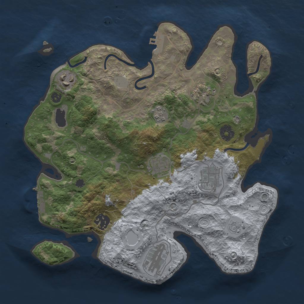 Rust Map: Procedural Map, Size: 3000, Seed: 1097964011, 16 Monuments