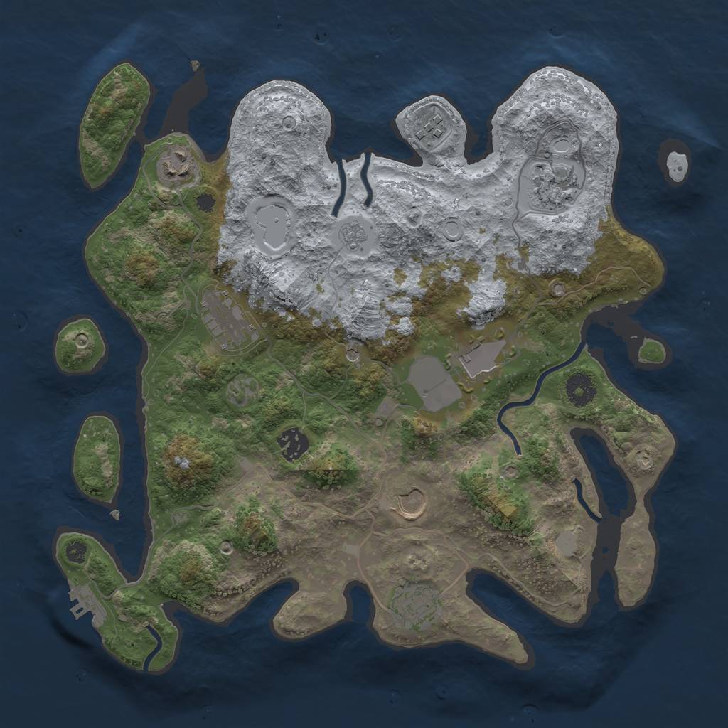 Rust Map: Procedural Map, Size: 3500, Seed: 1702240633, 14 Monuments