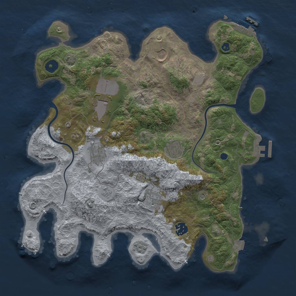Rust Map: Procedural Map, Size: 3500, Seed: 1072138244, 13 Monuments