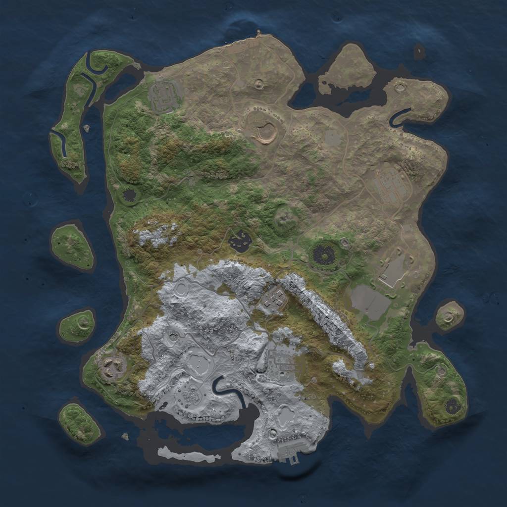 Rust Map: Procedural Map, Size: 3500, Seed: 944065306, 17 Monuments