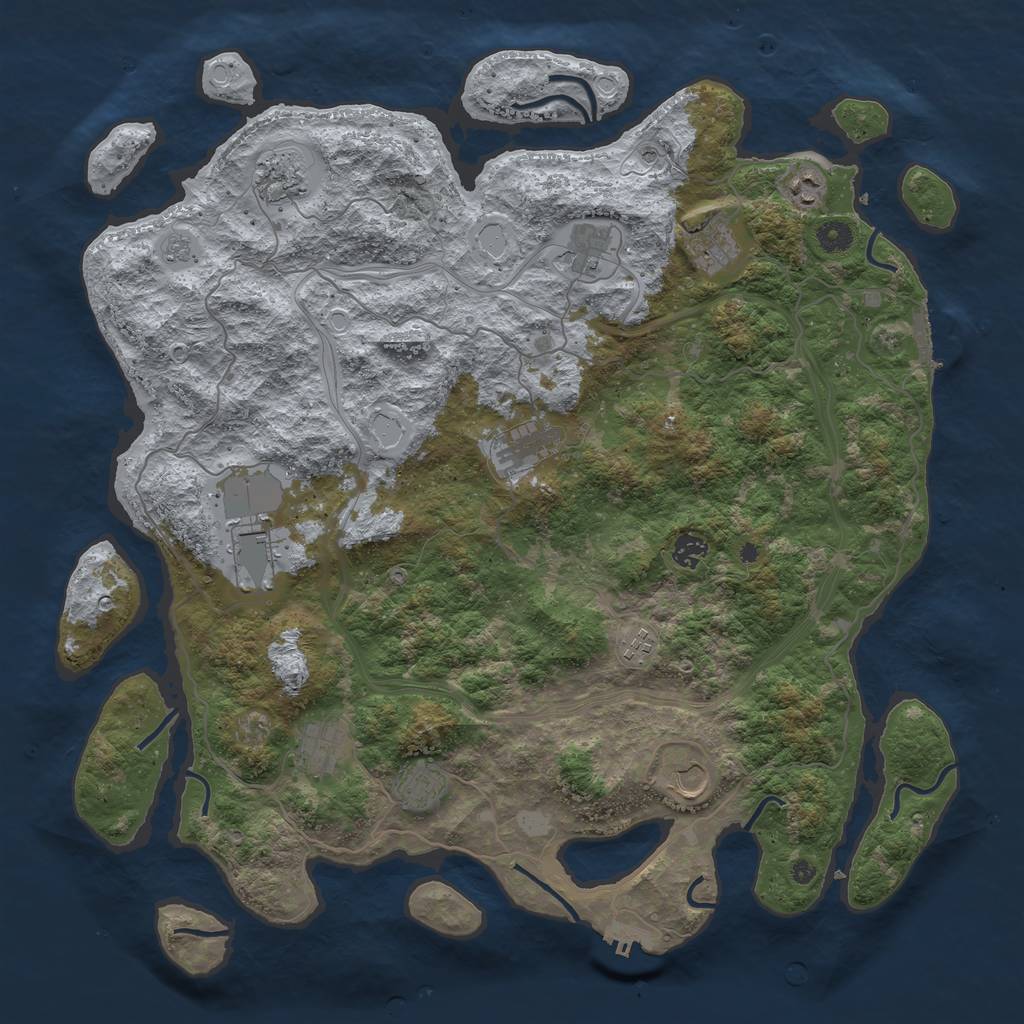 Rust Map: Procedural Map, Size: 4500, Seed: 1895811063, 20 Monuments