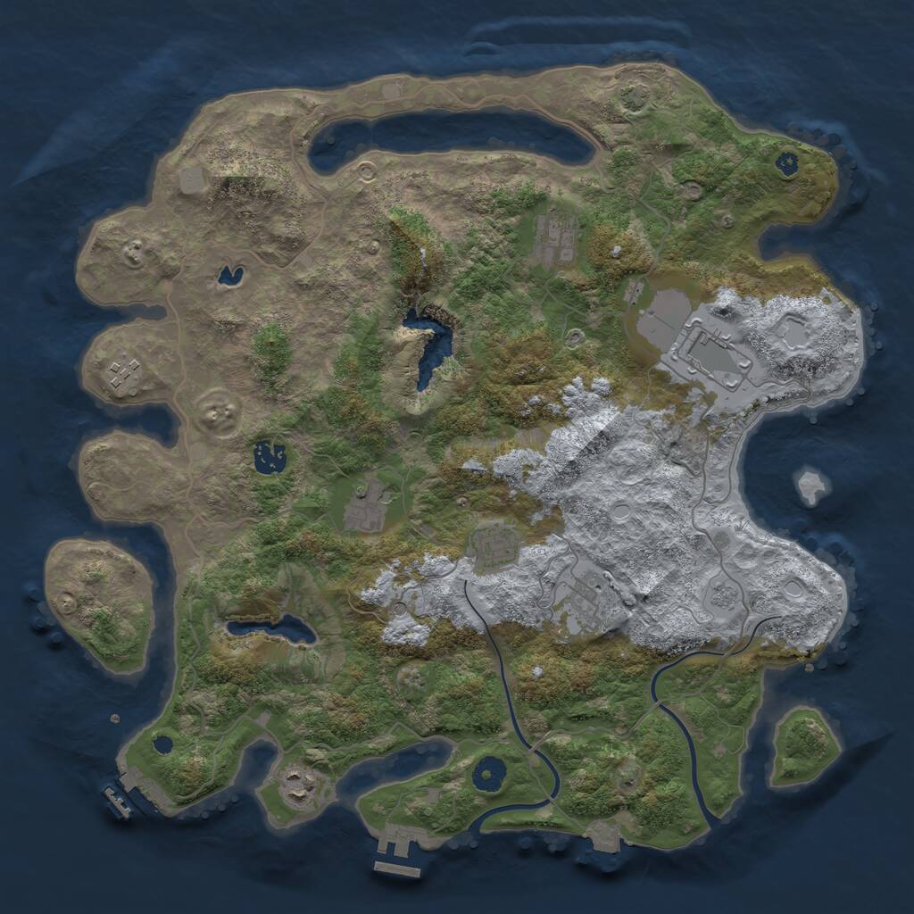 Rust Map: Procedural Map, Size: 4000, Seed: 72631200, 14 Monuments