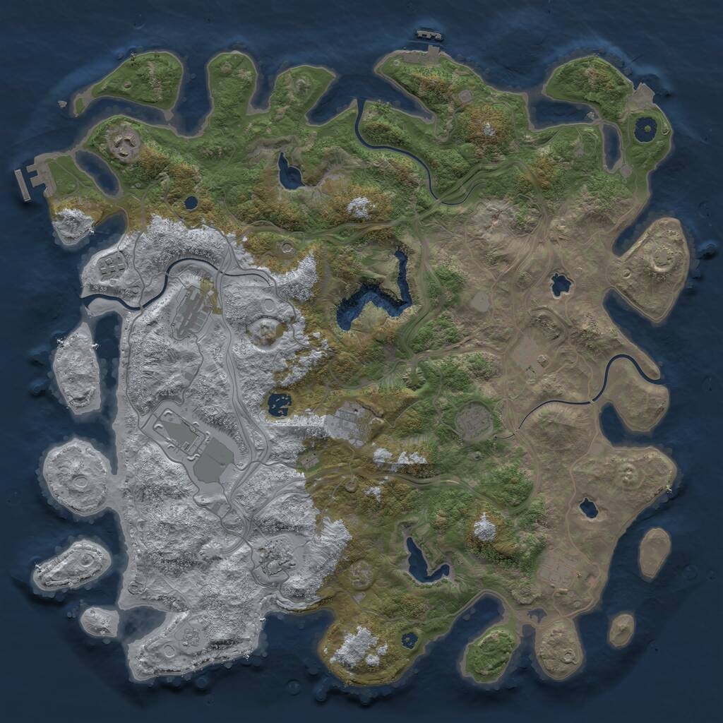 Rust Map: Procedural Map, Size: 4500, Seed: 10242141, 16 Monuments
