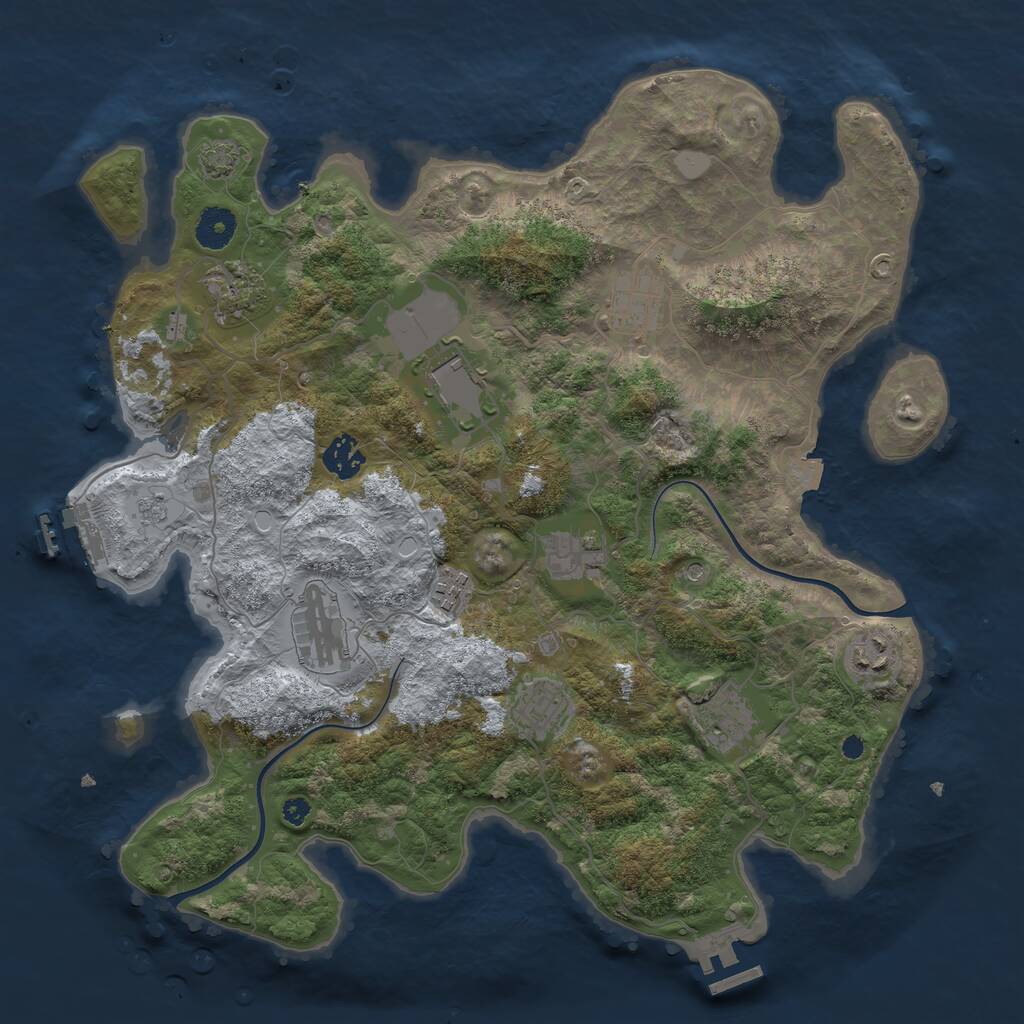 Rust Map: Procedural Map, Size: 3750, Seed: 204031594, 16 Monuments