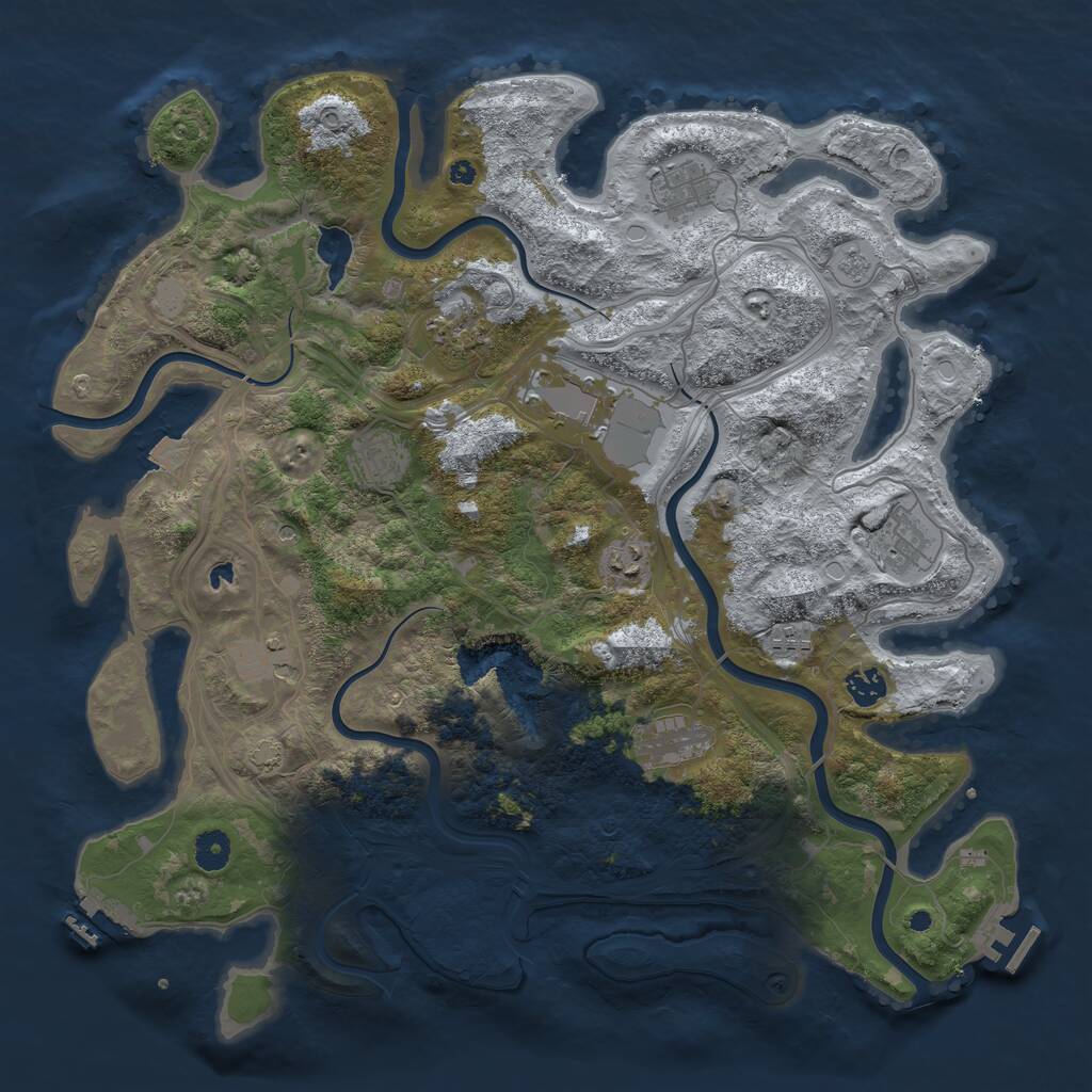 Rust Map: Procedural Map, Size: 4250, Seed: 301781983, 16 Monuments