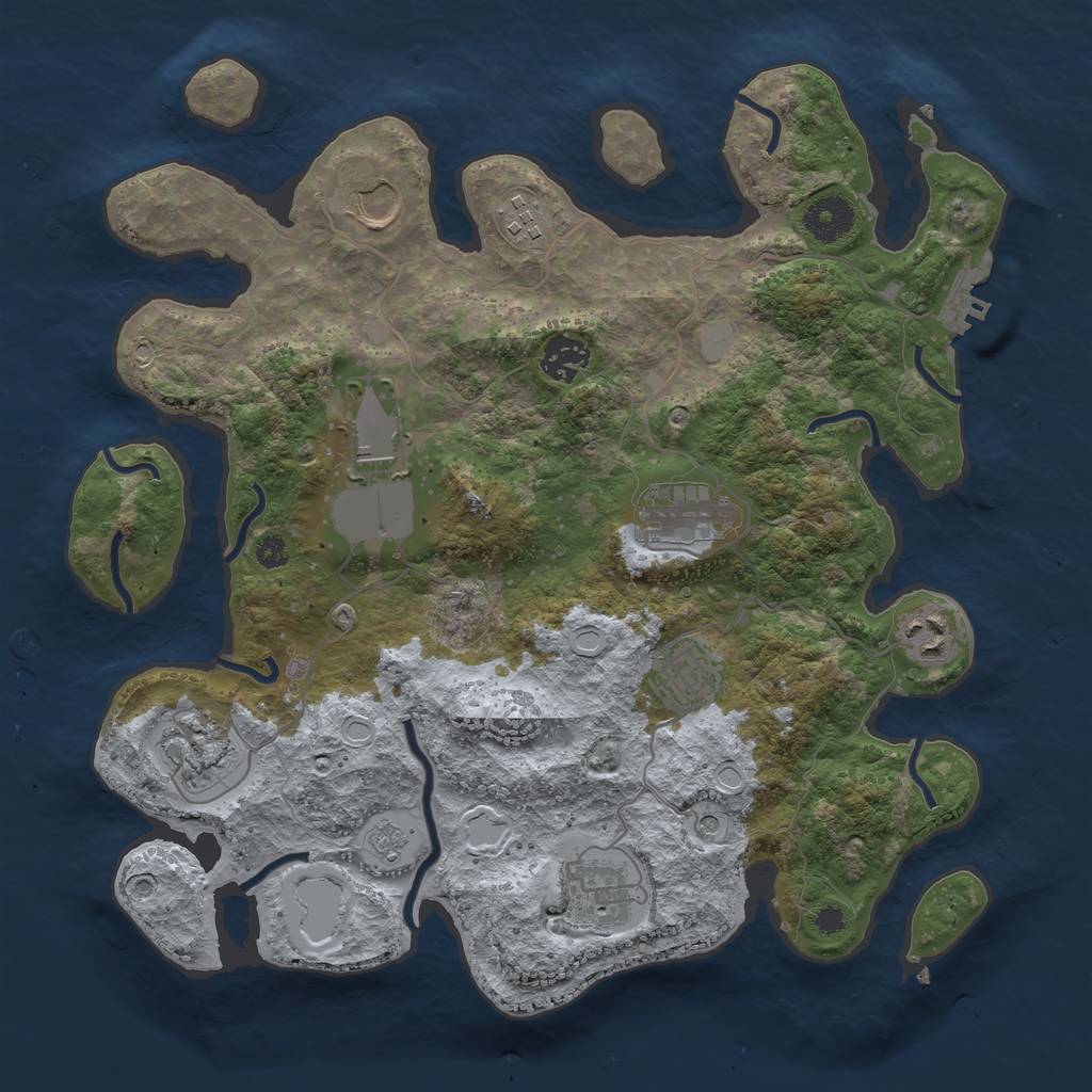 Rust Map: Procedural Map, Size: 3500, Seed: 338445, 17 Monuments