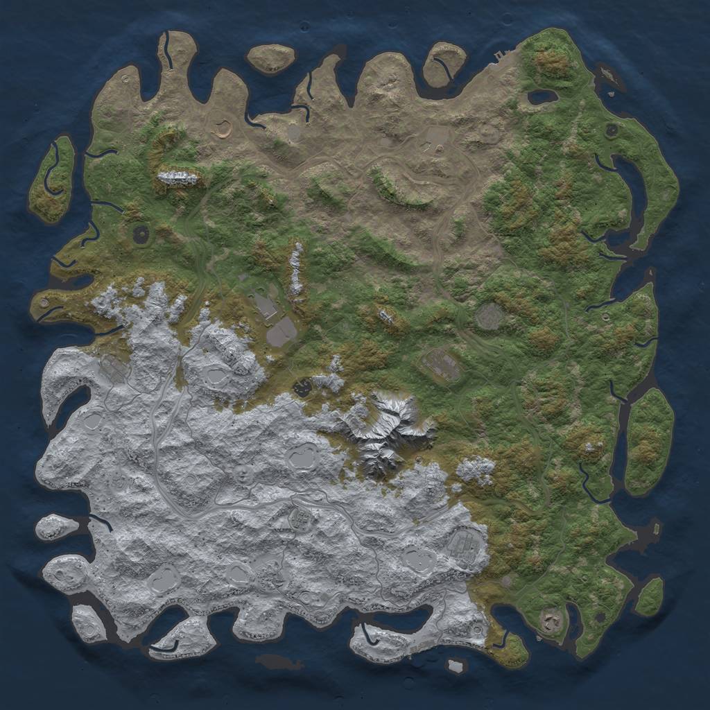 Rust Map: Procedural Map, Size: 6000, Seed: 4250, 18 Monuments