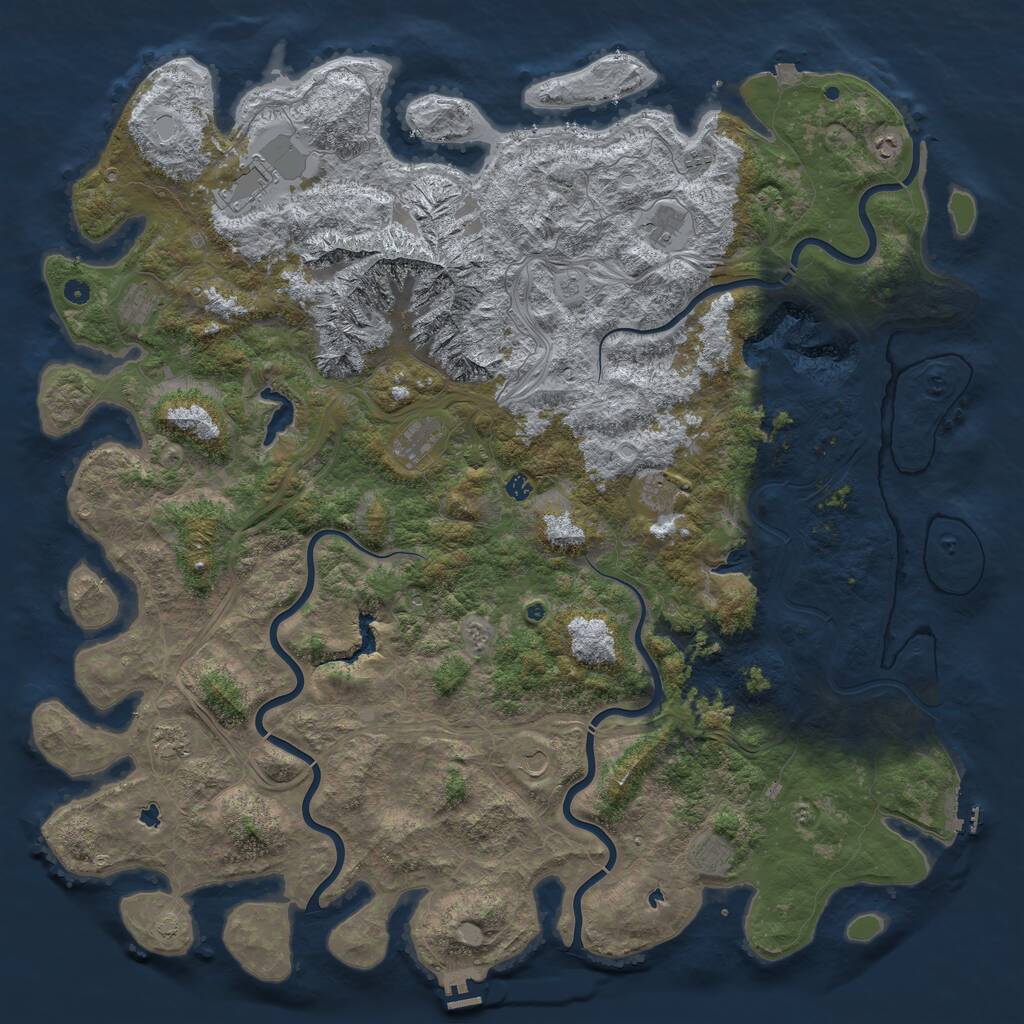 Rust Map: Procedural Map, Size: 6000, Seed: 79928497, 17 Monuments
