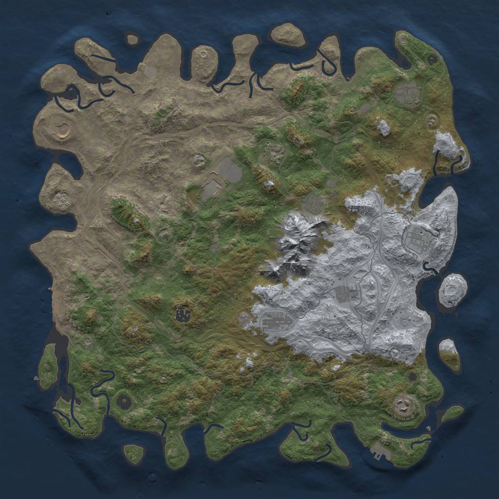 Rust Map: Procedural Map, Size: 5000, Seed: 2096942504, 20 Monuments