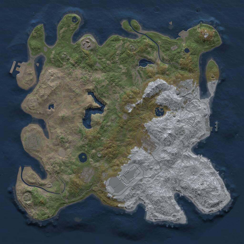 Rust Map: Procedural Map, Size: 4000, Seed: 1951, 14 Monuments