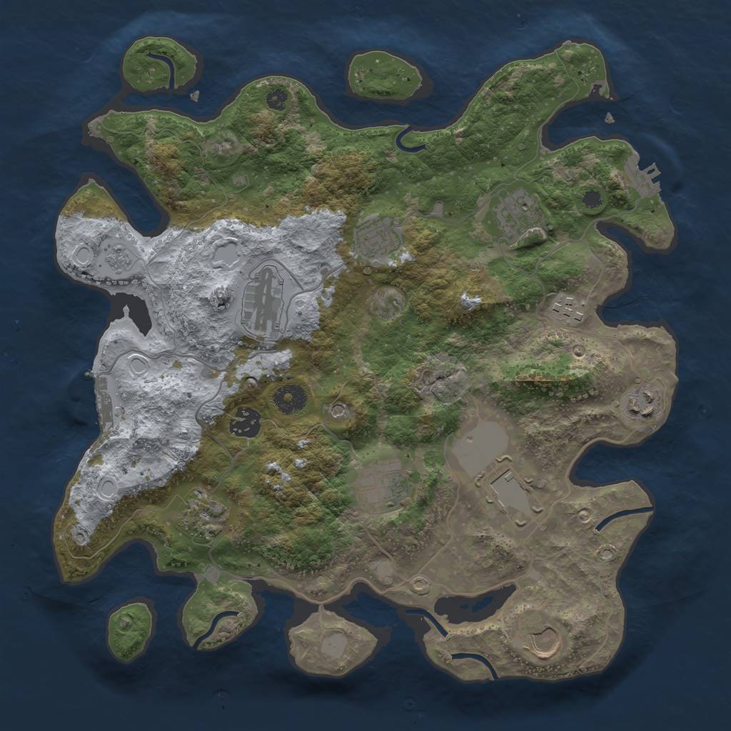 Rust Map: Procedural Map, Size: 3500, Seed: 875493057, 19 Monuments