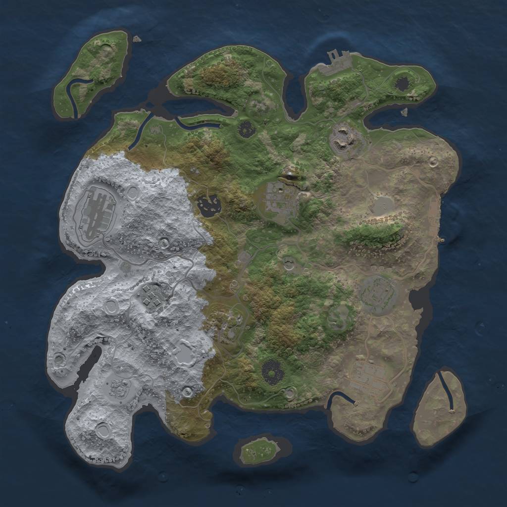 Rust Map: Procedural Map, Size: 3200, Seed: 12132, 17 Monuments