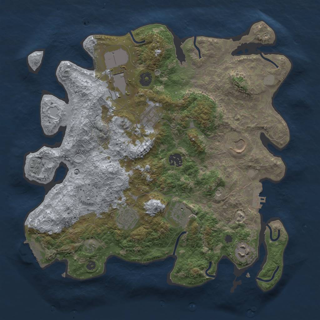 Rust Map: Procedural Map, Size: 3500, Seed: 1128754488, 15 Monuments