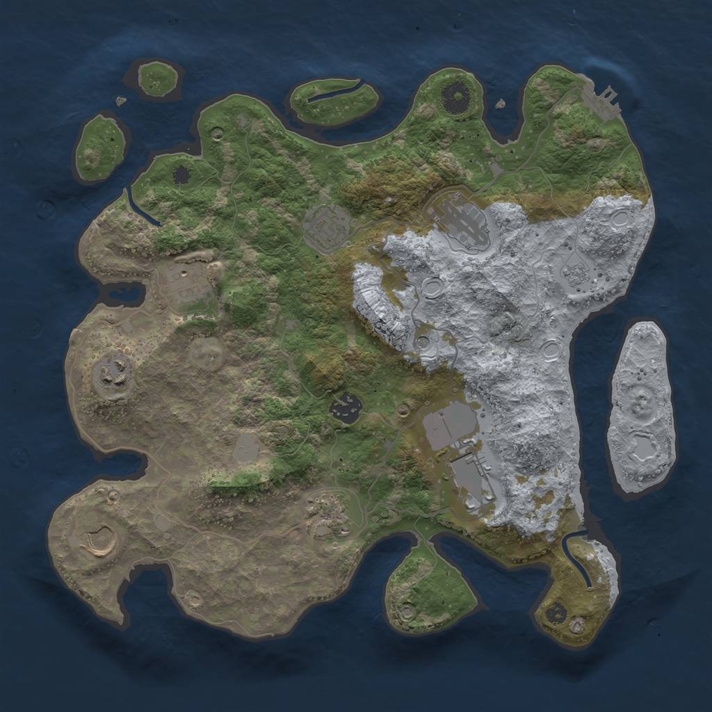 Rust Map: Procedural Map, Size: 3500, Seed: 60417120, 16 Monuments
