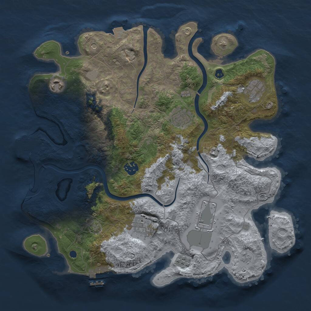 Rust Map: Procedural Map, Size: 3500, Seed: 75006974, 13 Monuments