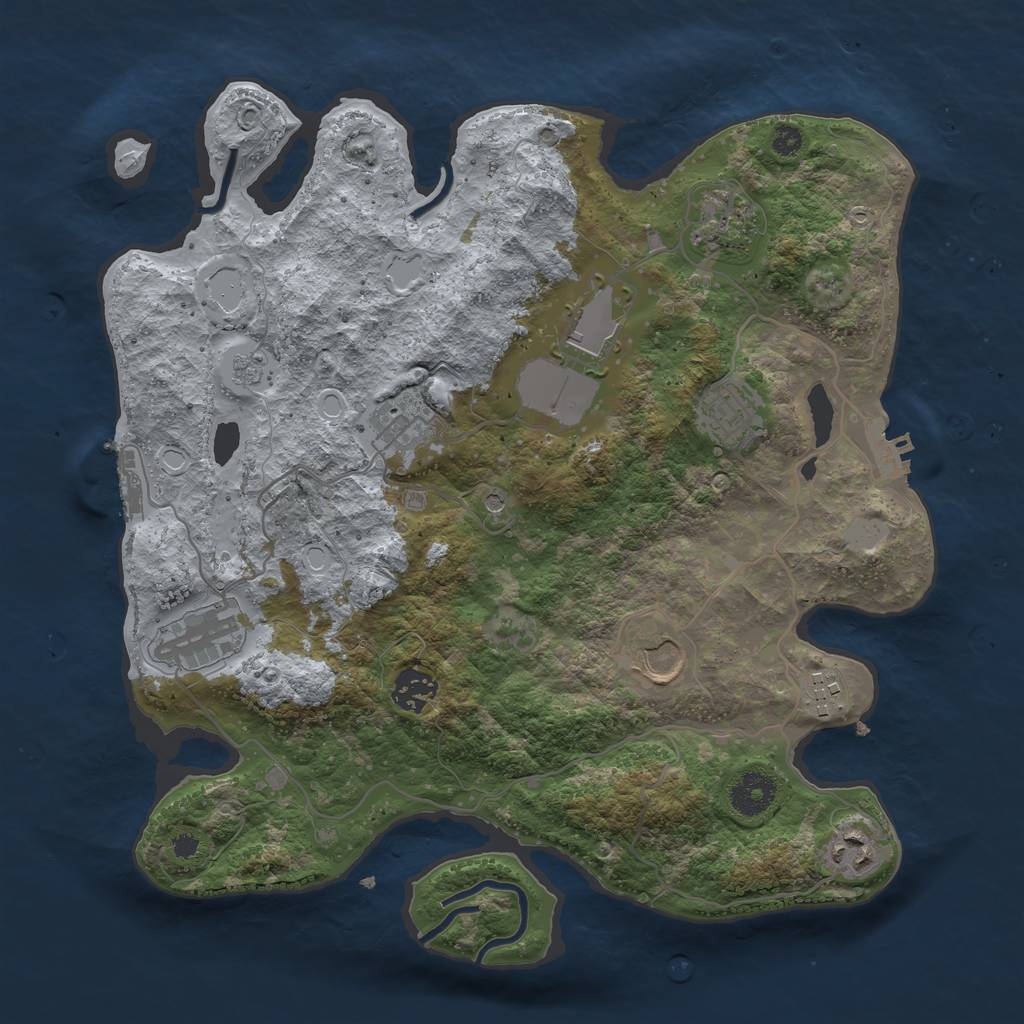 Rust Map: Procedural Map, Size: 3500, Seed: 2101685540, 16 Monuments