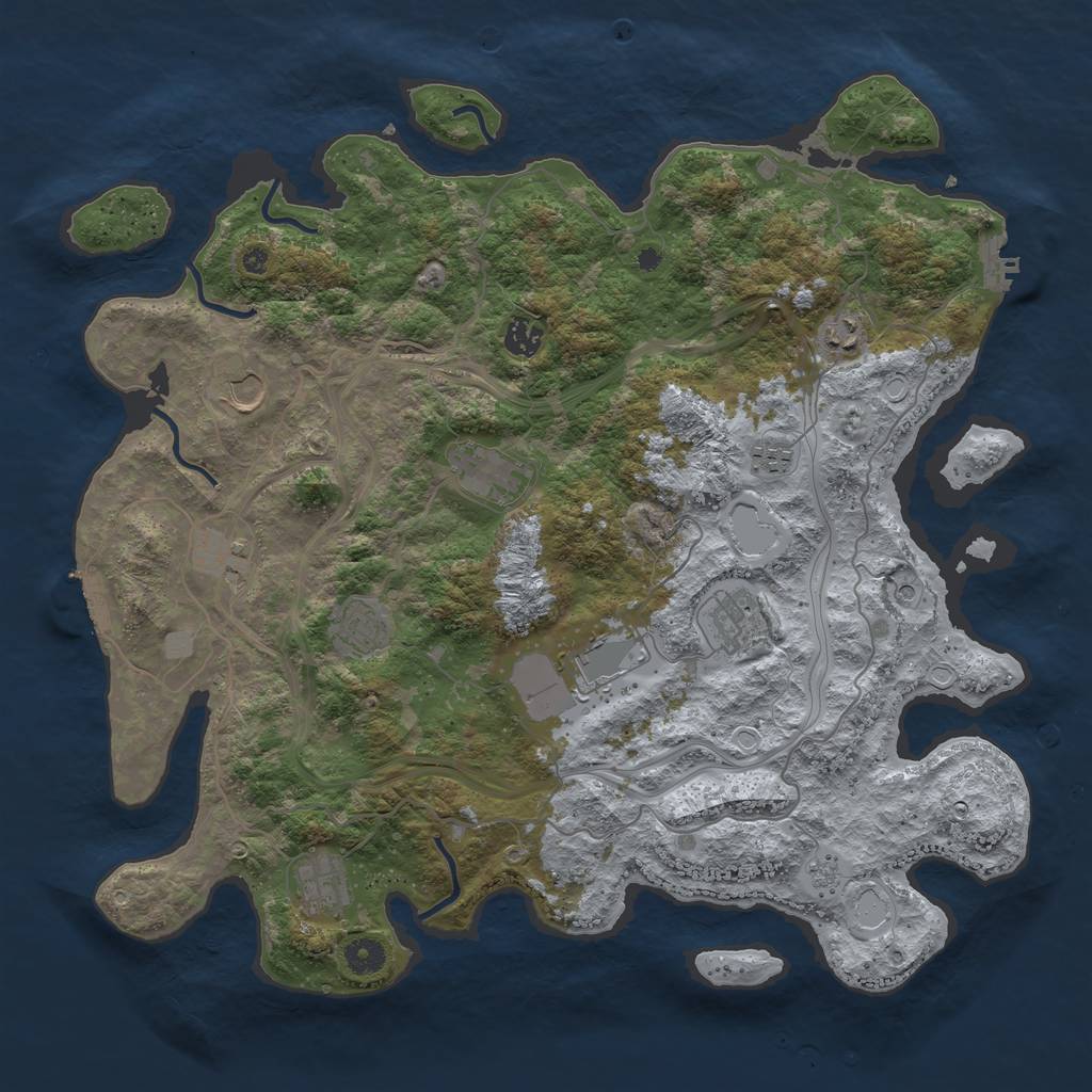 Rust Map: Procedural Map, Size: 4250, Seed: 1307638252, 17 Monuments