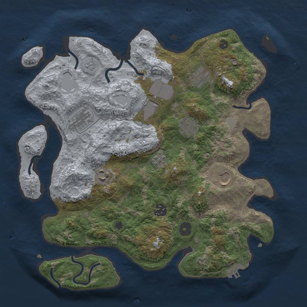 Rust Map: Procedural Map, Size: 3500, Seed: 9138456, 15 Monuments