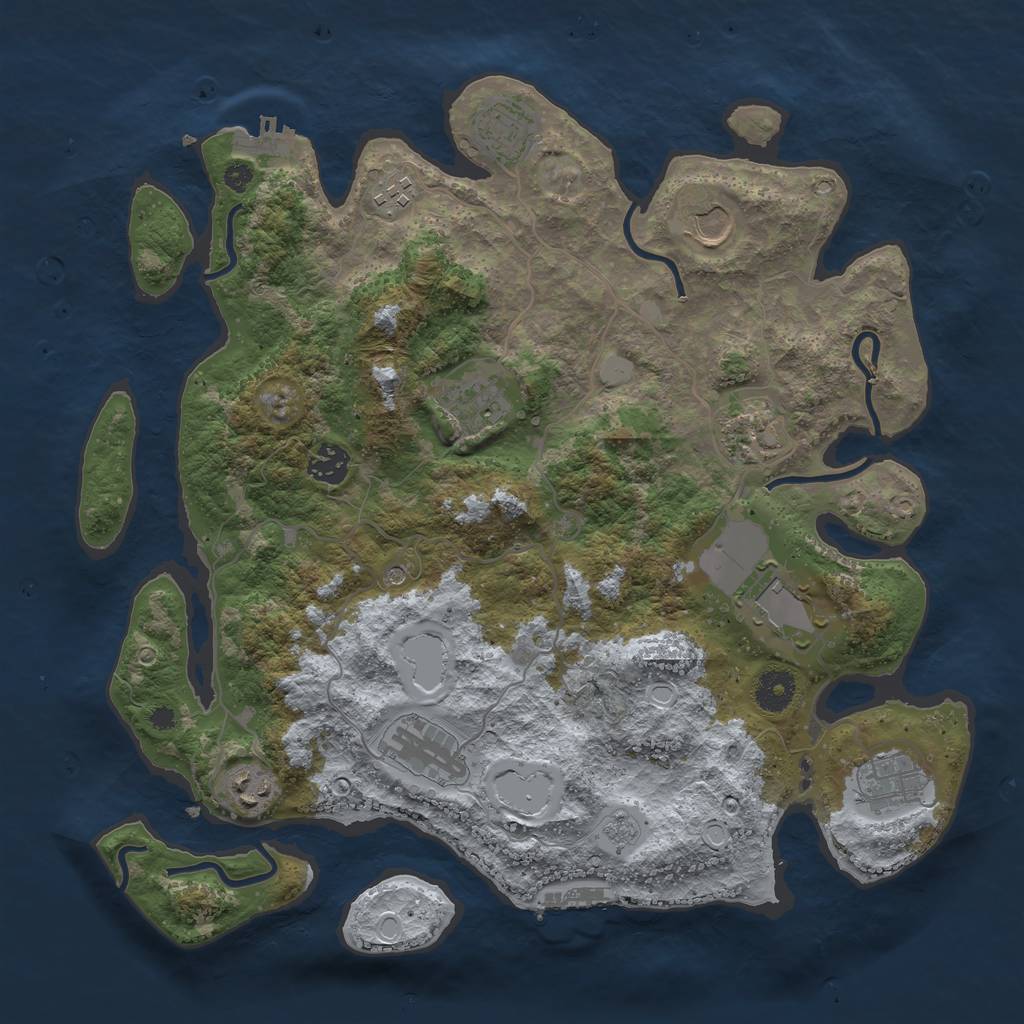 Rust Map: Procedural Map, Size: 3750, Seed: 1765205749, 17 Monuments