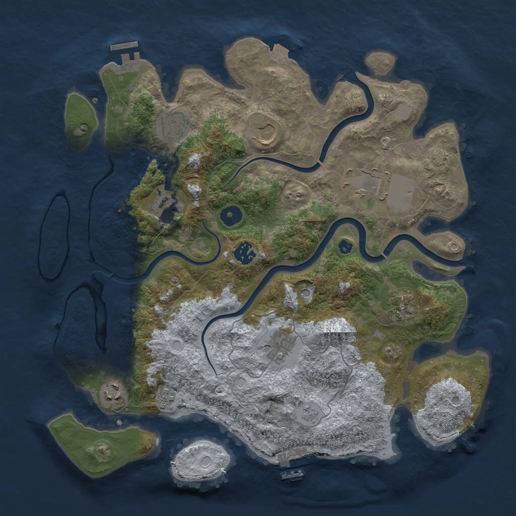 Rust Map: Procedural Map, Size: 3750, Seed: 1765205749, 15 Monuments