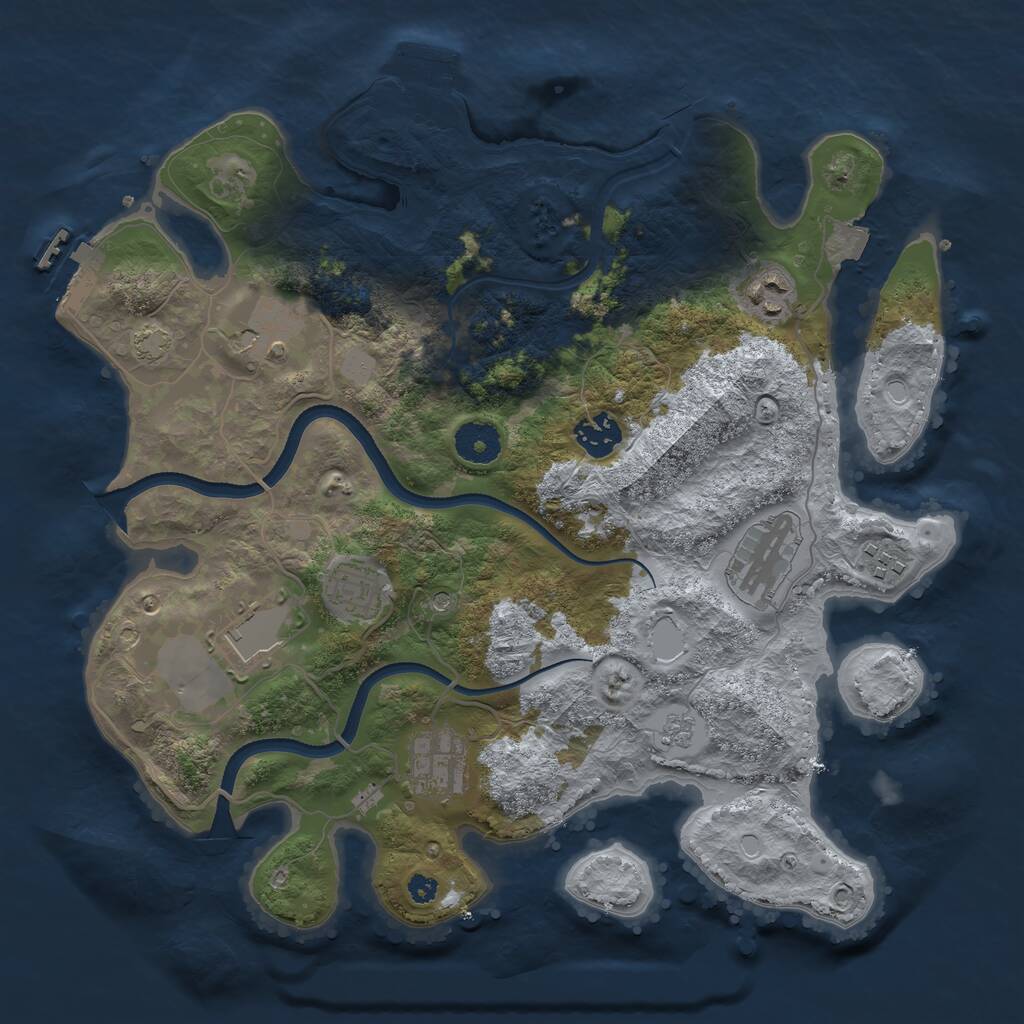 Rust Map: Procedural Map, Size: 3500, Seed: 1156893644, 14 Monuments