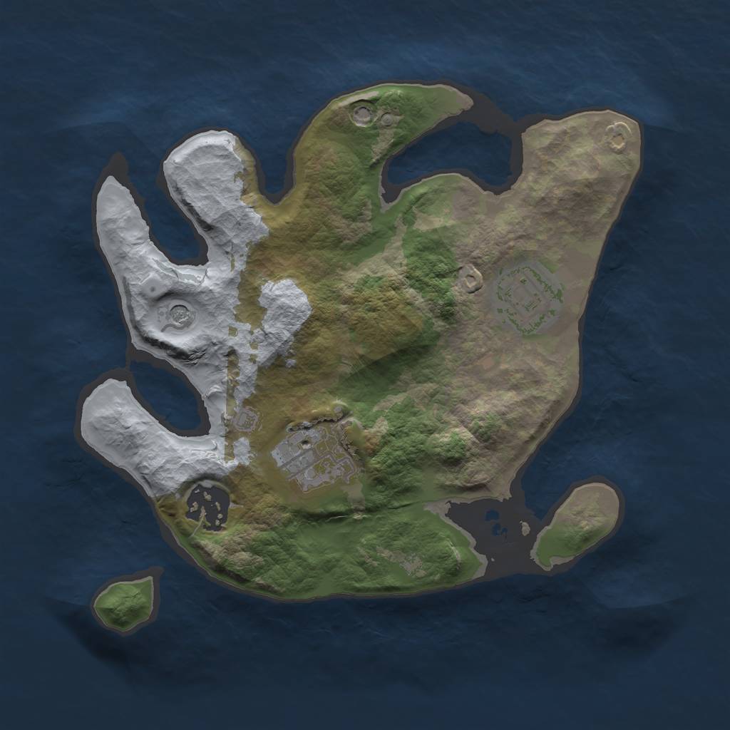 Rust Map: Barren, Size: 2400, Seed: 22681, 6 Monuments
