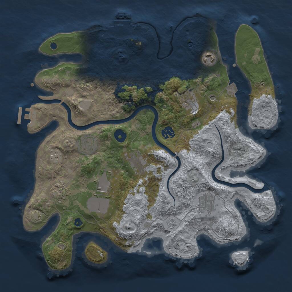 Rust Map: Procedural Map, Size: 3500, Seed: 819768977, 15 Monuments