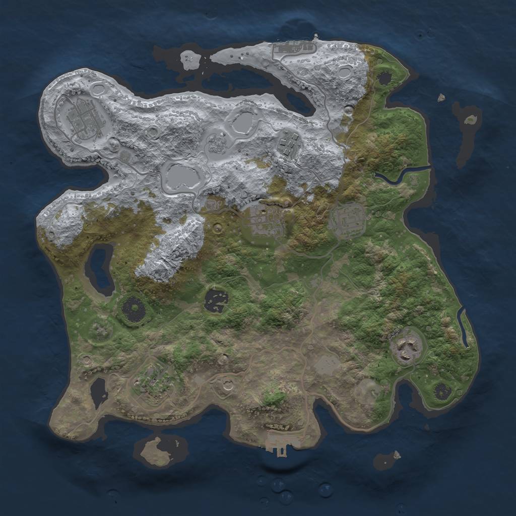 Rust Map: Procedural Map, Size: 3250, Seed: 4000001, 16 Monuments