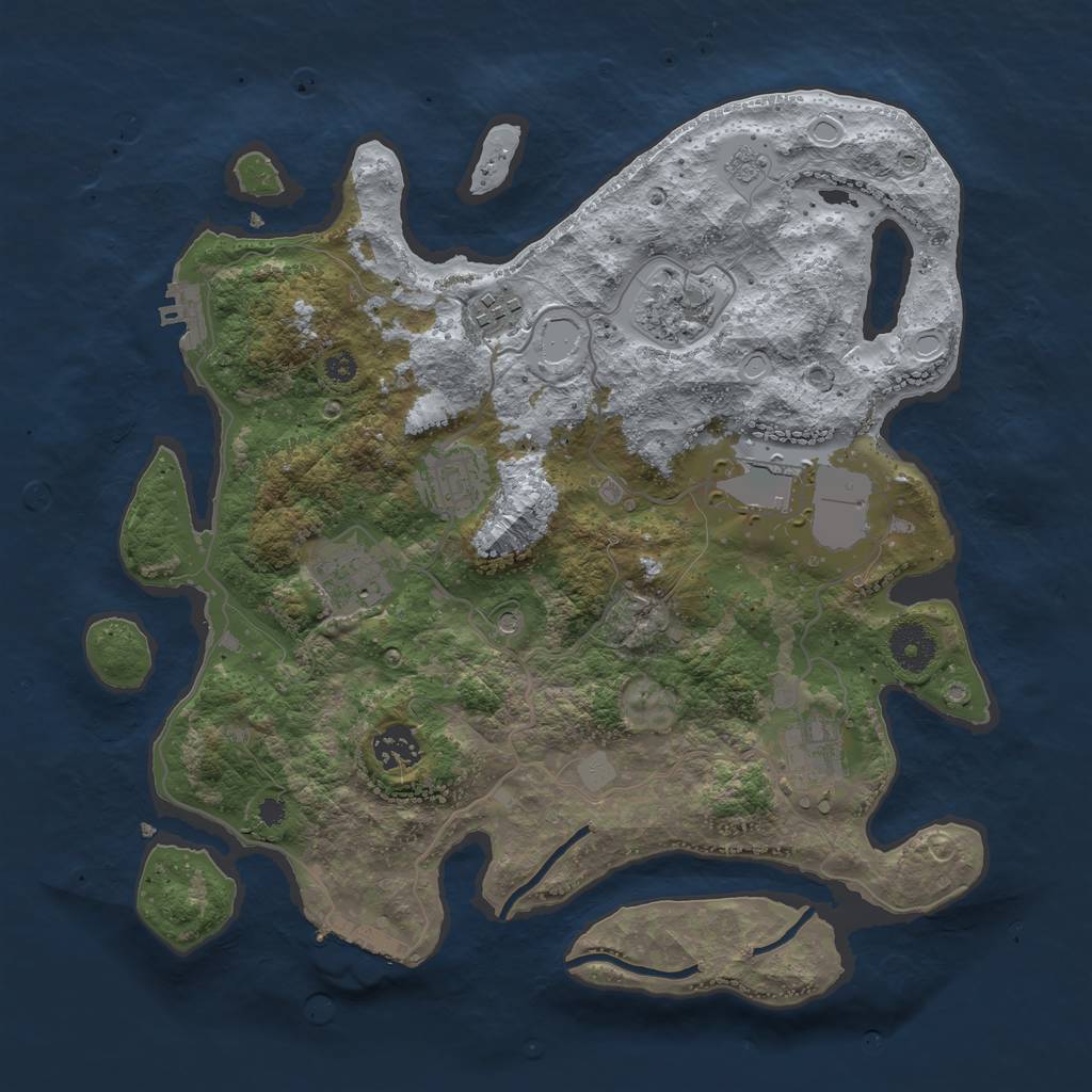 Rust Map: Procedural Map, Size: 3500, Seed: 996388066, 16 Monuments