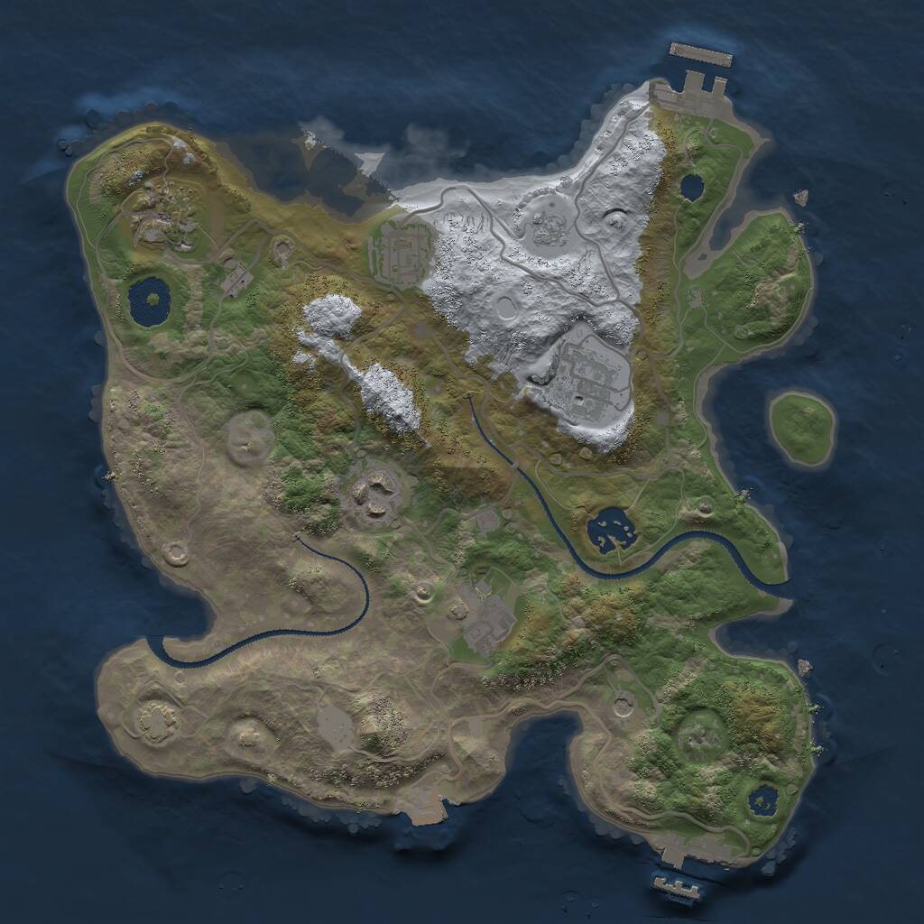 Rust Map: Procedural Map, Size: 3000, Seed: 477716126, 12 Monuments