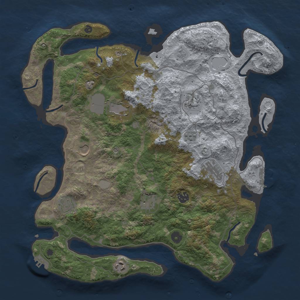 Rust Map: Procedural Map, Size: 4000, Seed: 924699253, 18 Monuments