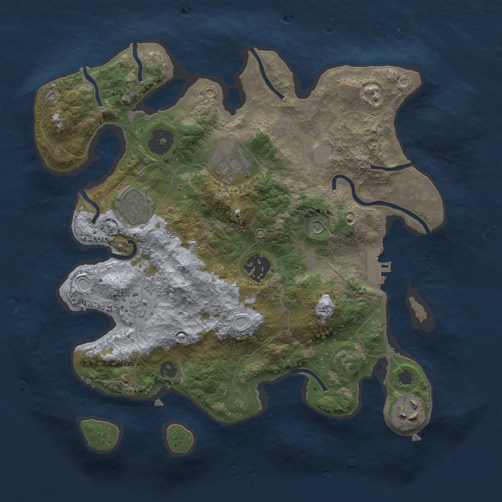 Rust Map: Procedural Map, Size: 3000, Seed: 1268624074, 12 Monuments