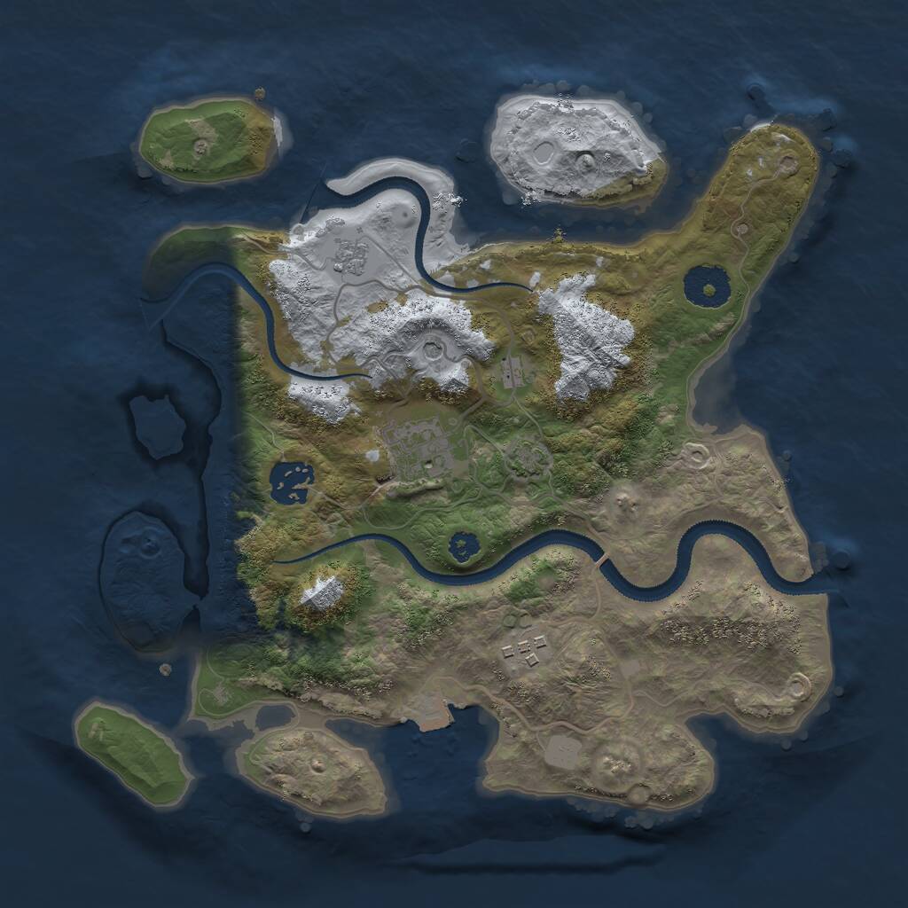 Rust Map: Procedural Map, Size: 3000, Seed: 614637388, 7 Monuments