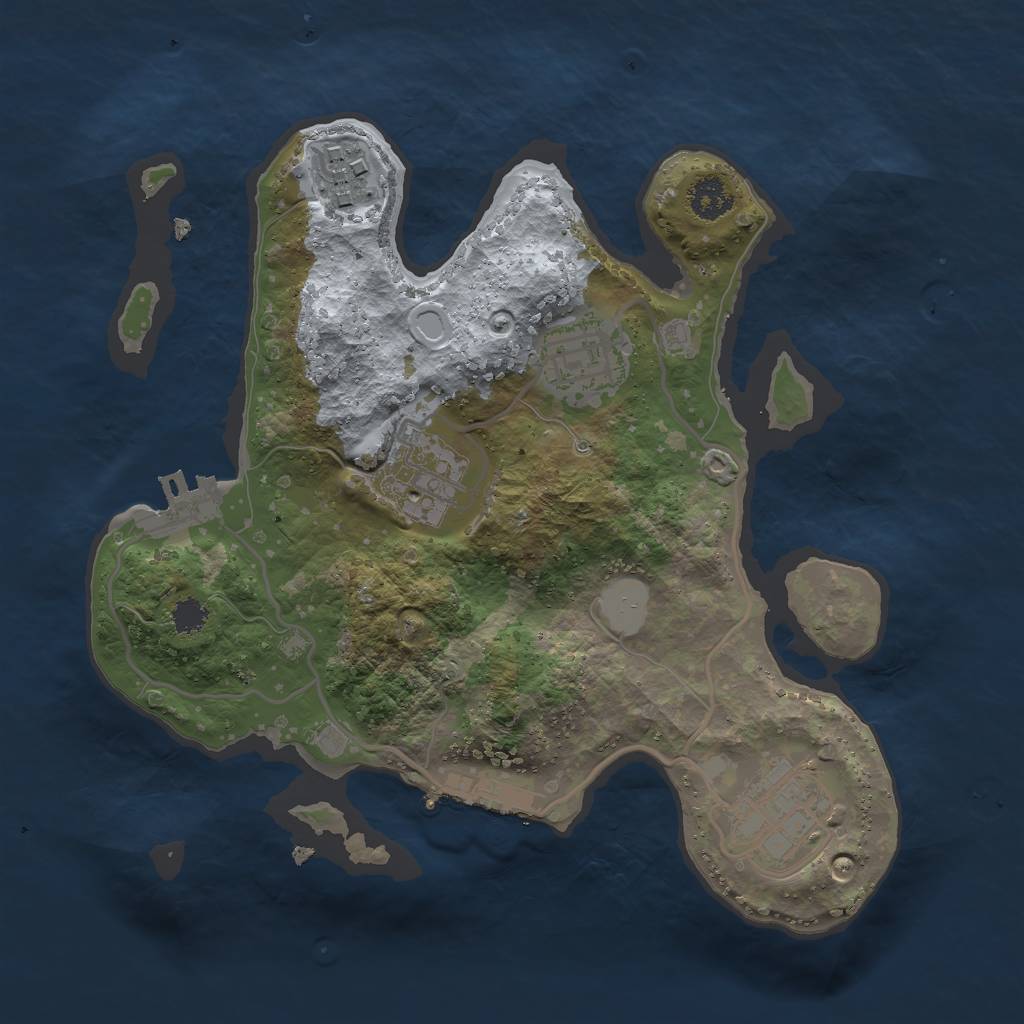 Rust Map: Procedural Map, Size: 2500, Seed: 3895743, 11 Monuments