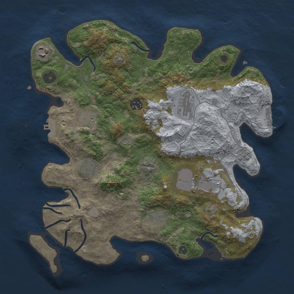 Rust Map: Procedural Map, Size: 3500, Seed: 5867321, 17 Monuments