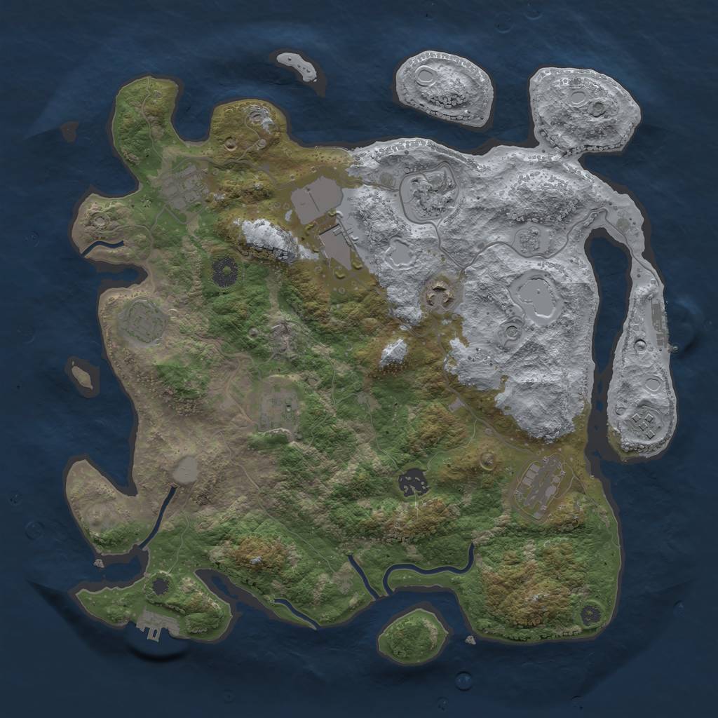 Rust Map: Procedural Map, Size: 3700, Seed: 42069, 18 Monuments