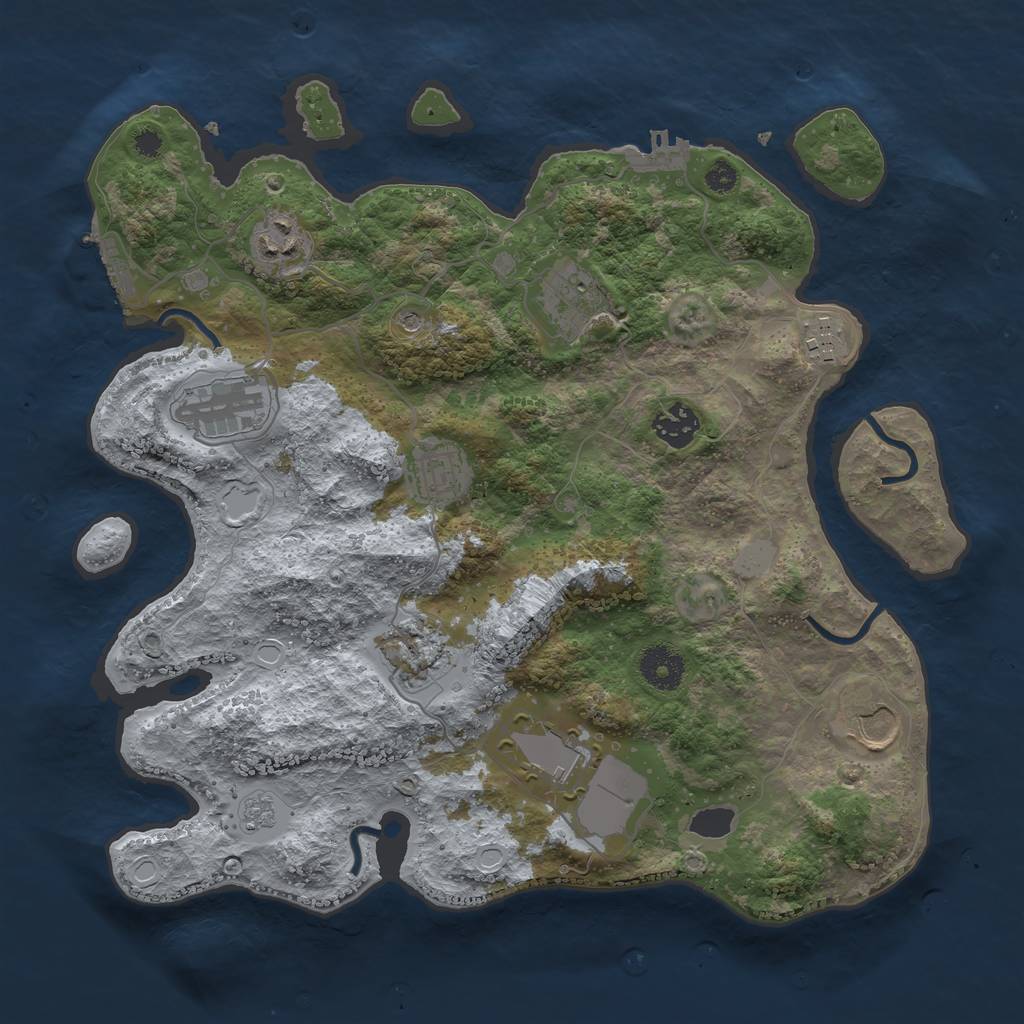Rust Map: Procedural Map, Size: 3500, Seed: 497324795, 18 Monuments