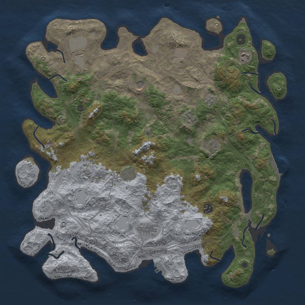 Rust Map: Procedural Map, Size: 4500, Seed: 873492879, 19 Monuments