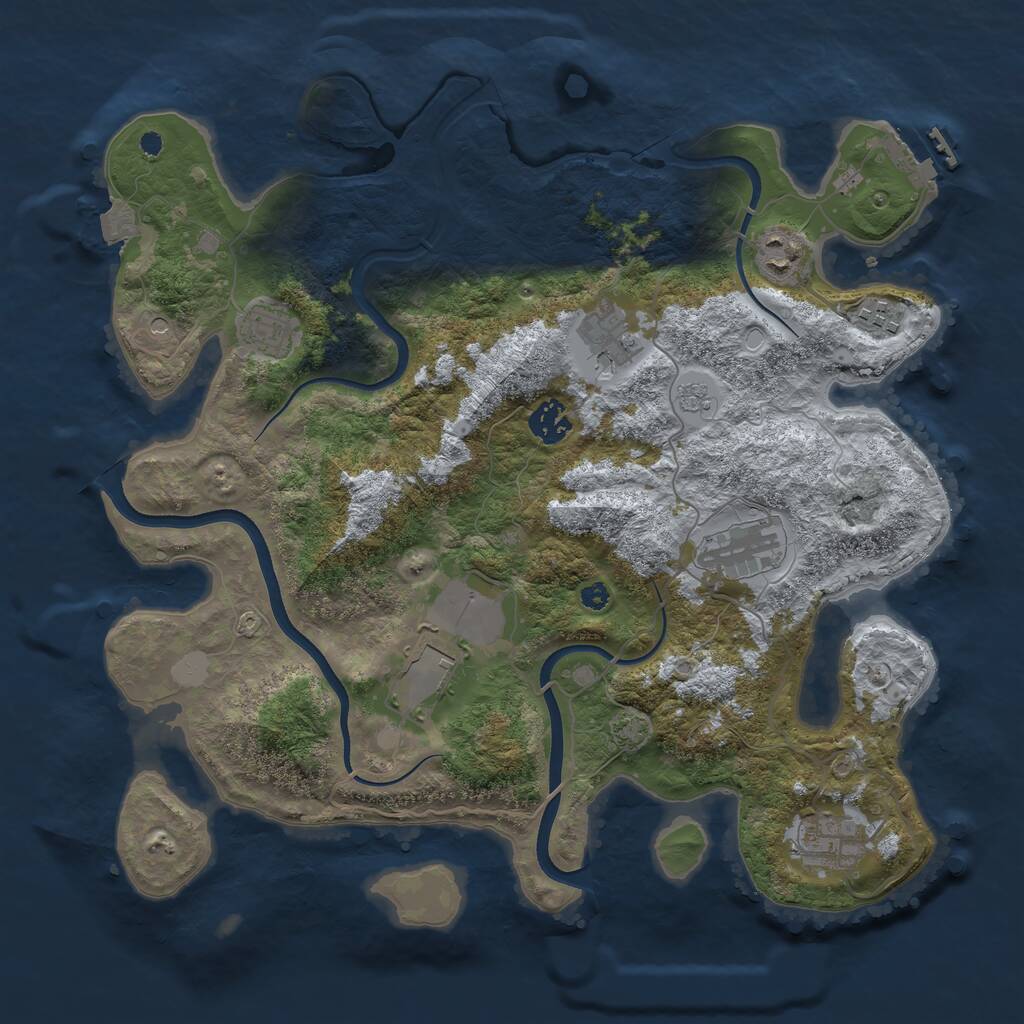 Rust Map: Procedural Map, Size: 3700, Seed: 938539, 13 Monuments