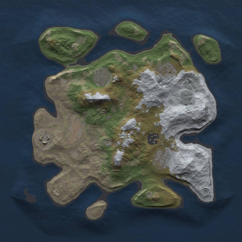Rust Map: Barren, Size: 3000, Seed: 1936042709, 10 Monuments