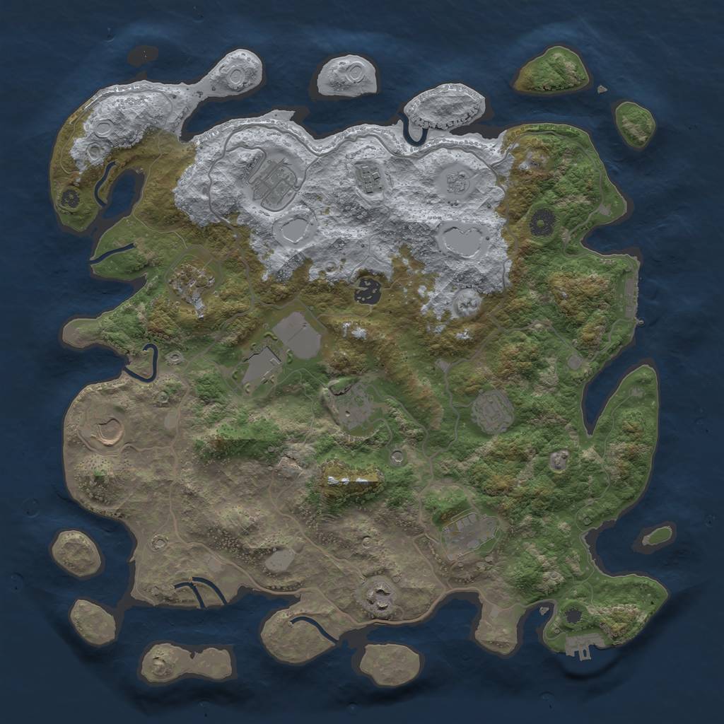 Rust Map: Procedural Map, Size: 4000, Seed: 144915283, 19 Monuments