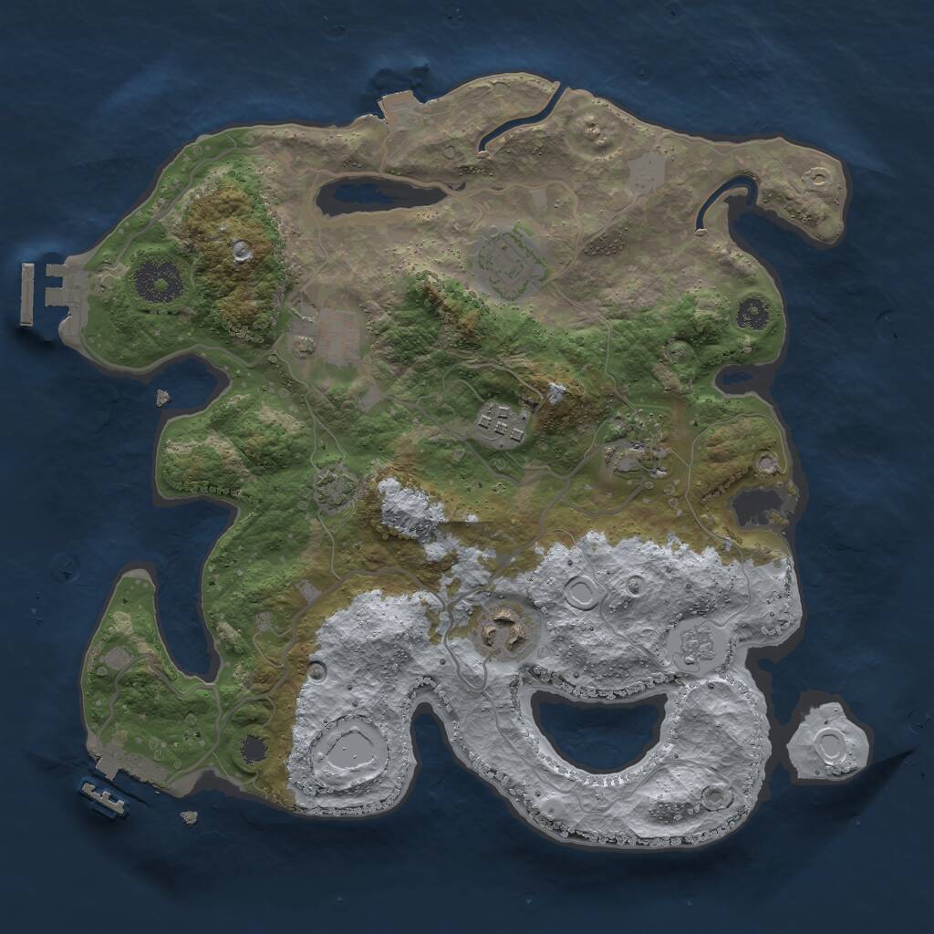 Rust Map: Procedural Map, Size: 3000, Seed: 1594948560, 10 Monuments