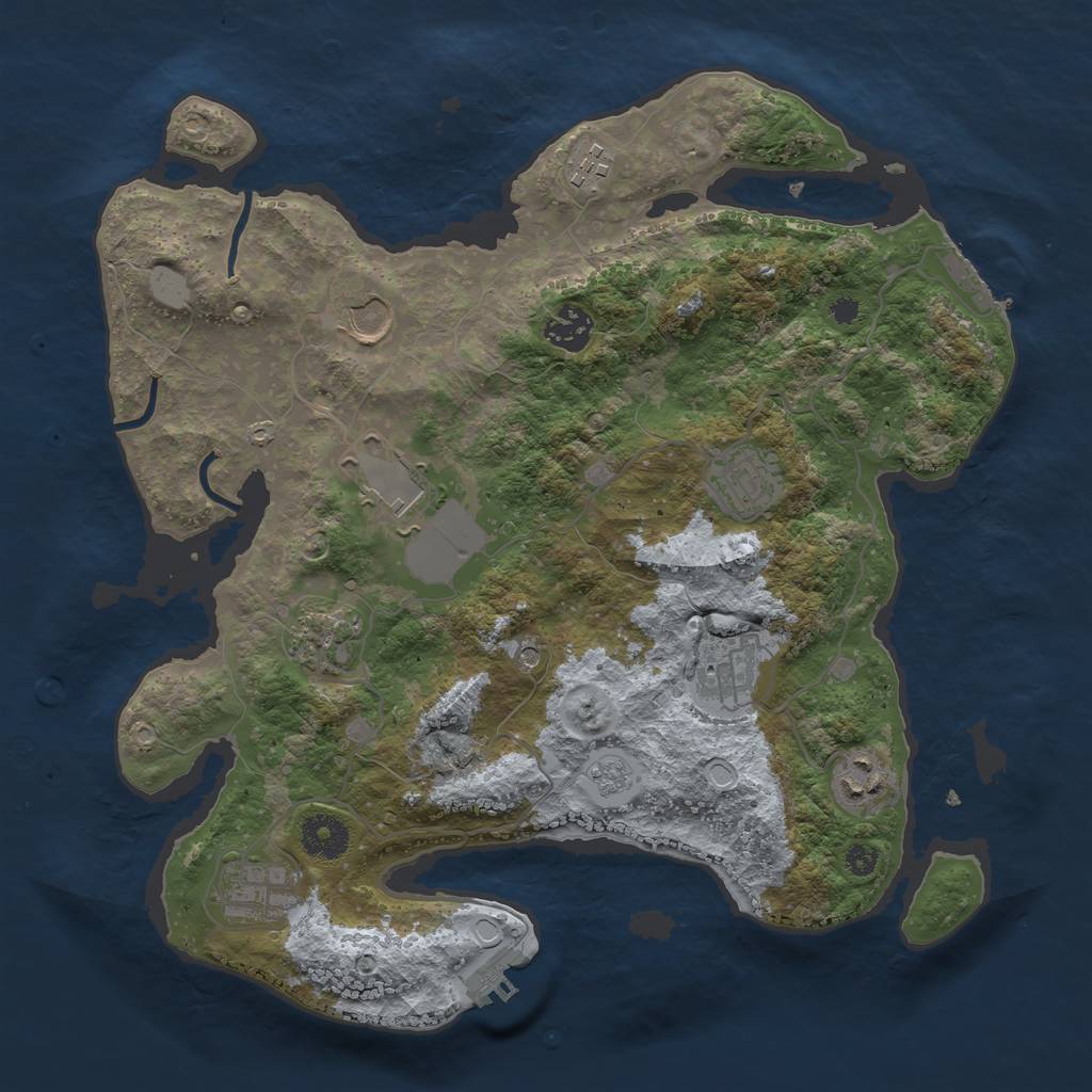 Rust Map: Procedural Map, Size: 3500, Seed: 69041455, 18 Monuments