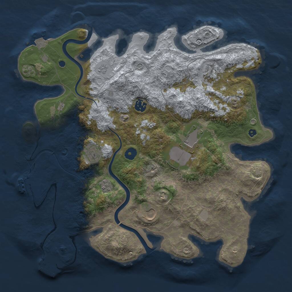 Rust Map: Procedural Map, Size: 3700, Seed: 202760, 12 Monuments